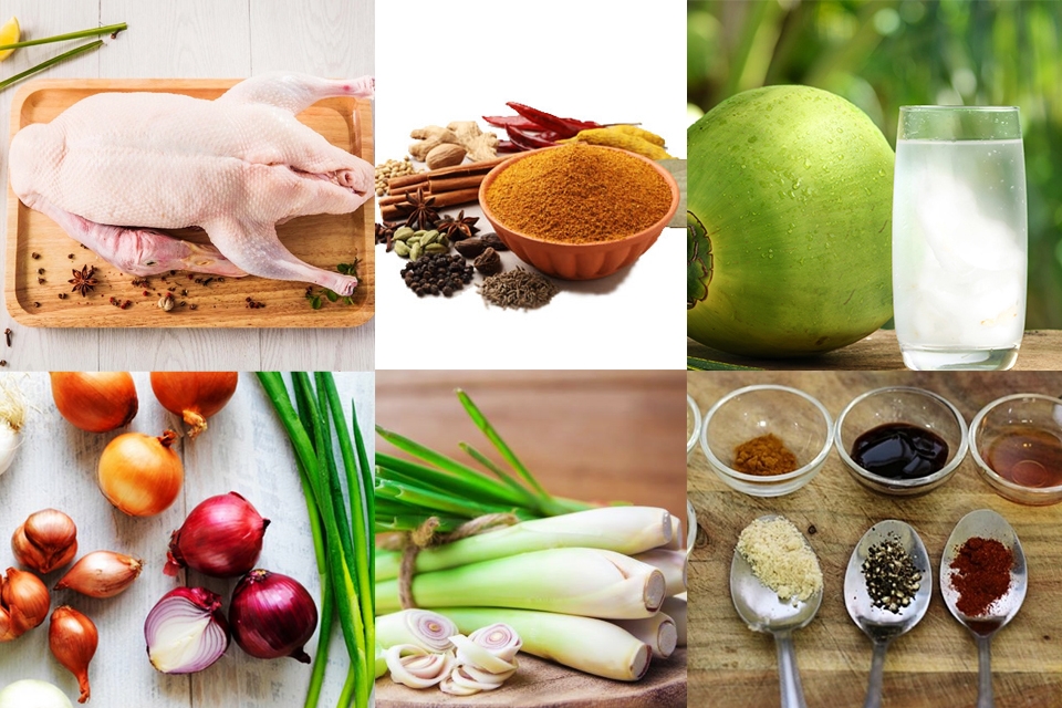 Nguyên liệu làm vịt xào lăn.