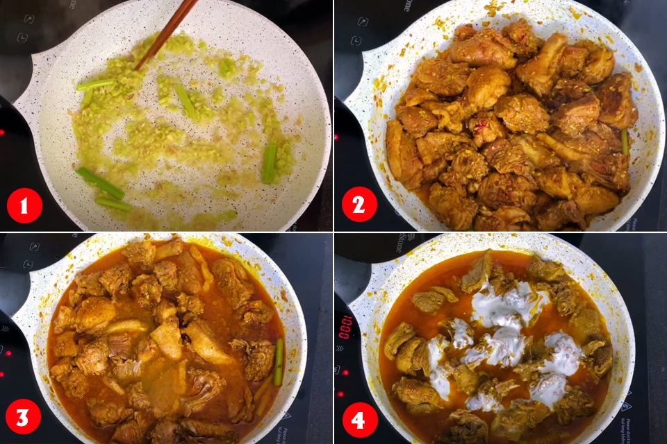 Các bước chế biến vịt xào lăn.