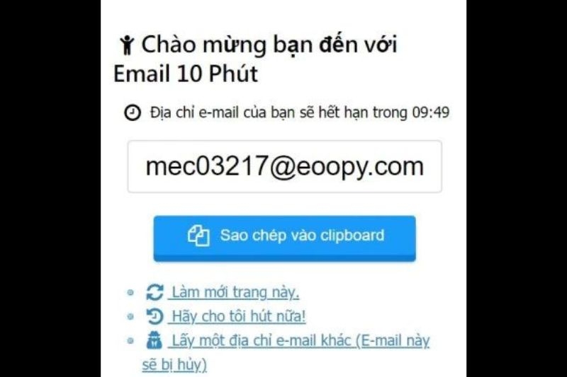 Tạo email tạm thời trên điện thoại
