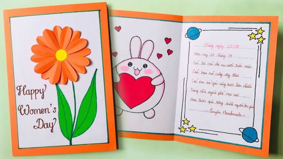 Hướng dẫn bé cách làm thiệp 20/10 từ giấy A4