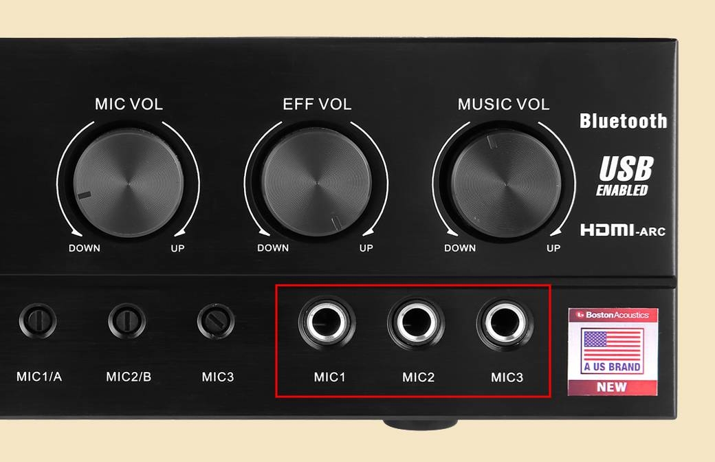 Các cổng Mic trên amply