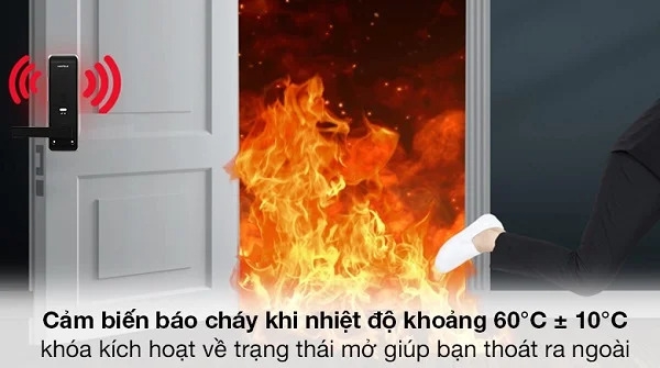 Cảm biến báo cháy được tích hợp ở khóa điện tử Hafele