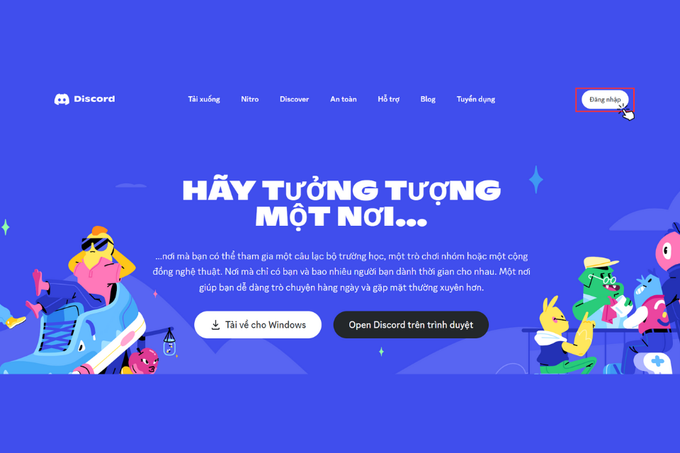 Nhấn vào nút Đăng nhập