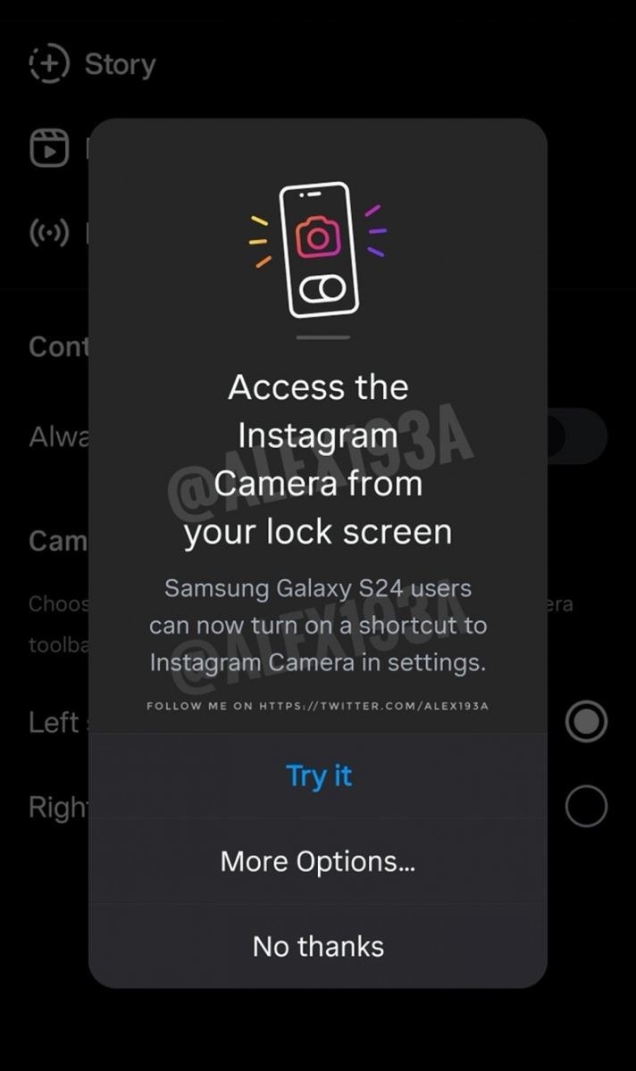 Samsung Galaxy S24 có phím tắt camera Instagram trên màn hình khóa