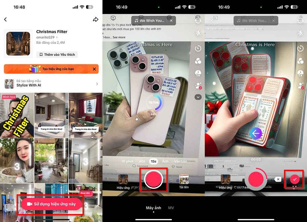 Cách quay filter hiệu ứng giáng sinh trên TikTok 2
