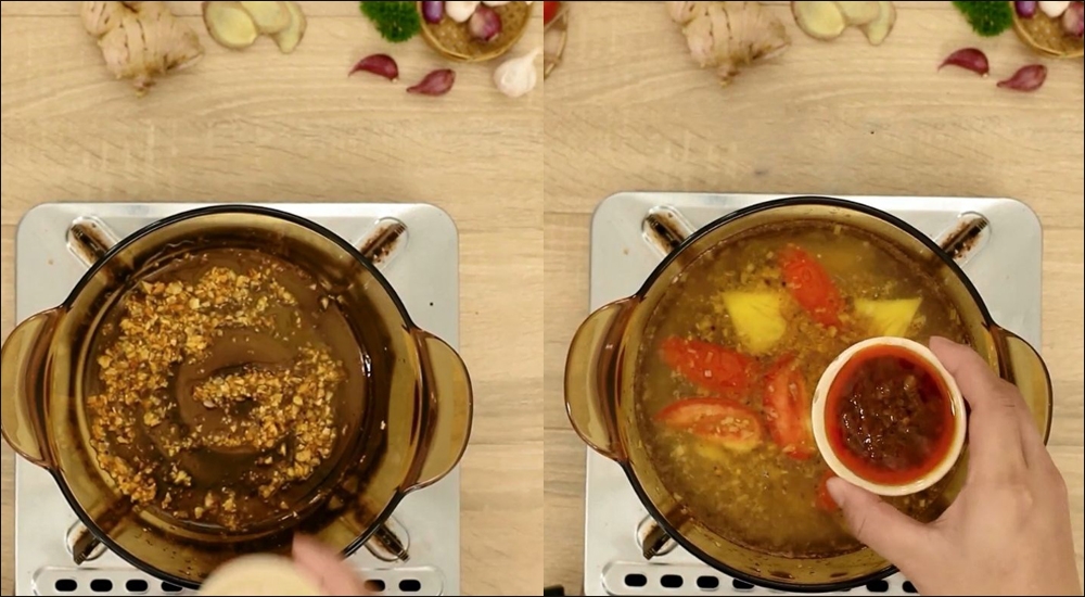 Nấu nước lẩu mực