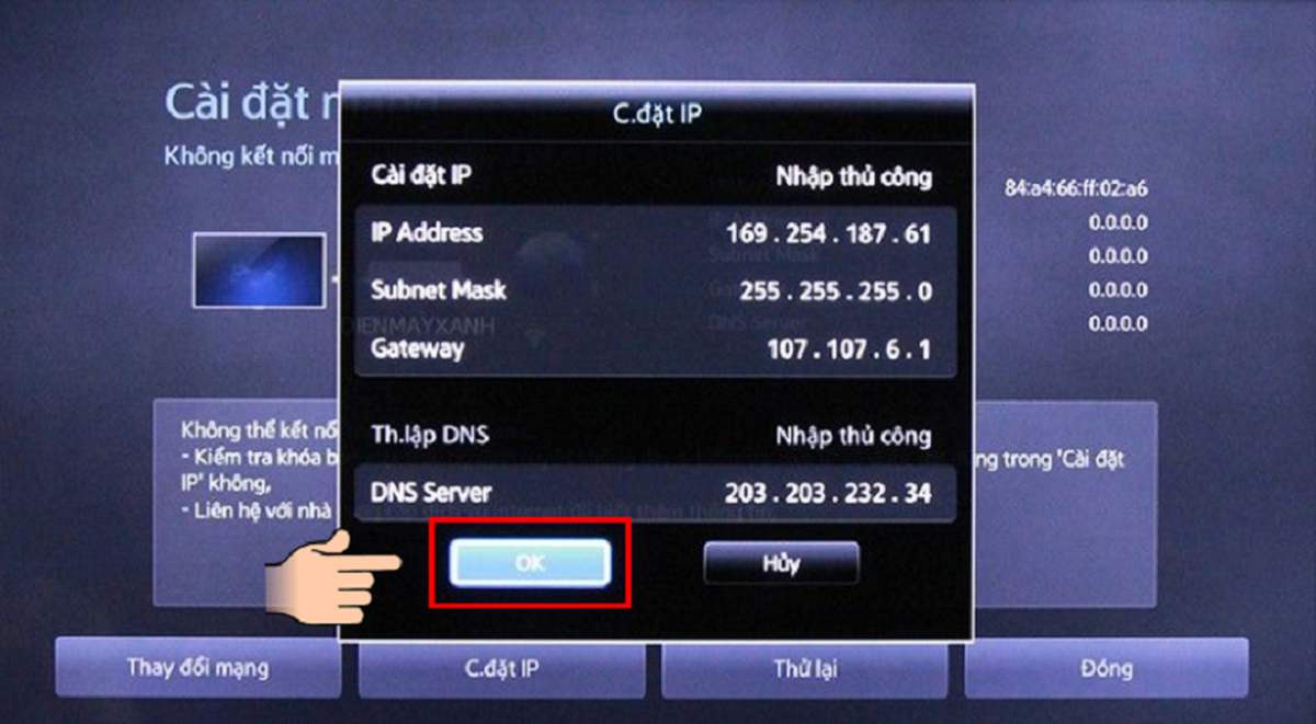 tivi đã kết nối mạng nhưng không vào internet được - hình 5