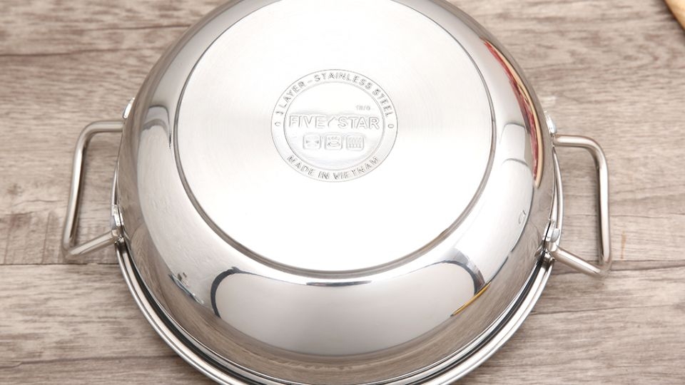 Chảo inox sâu chống dính đáy từ nắp kính 22cm Fivestar W22-3DG