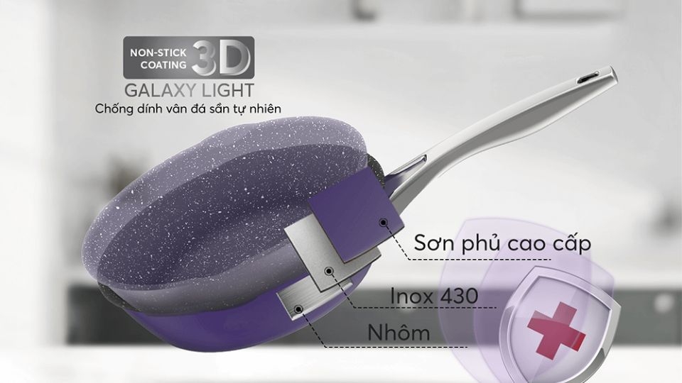 Chảo inox sâu chống dính vân đá đáy từ 24cm Elmich Hera EL-8186