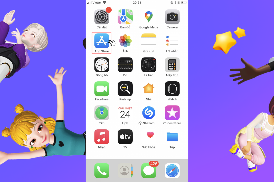 Mở ứng dụng App Store