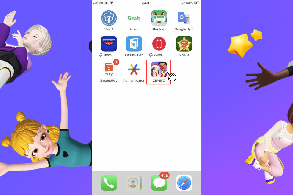 Mở ứng dụng ZEPETO trên điện thoại