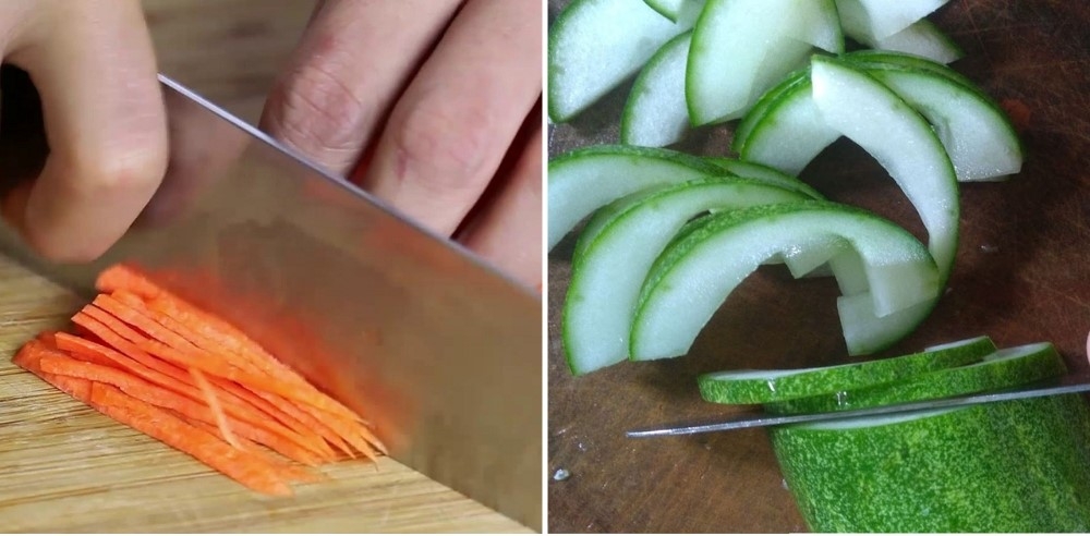 Sơ chế cà rốt và dưa leo