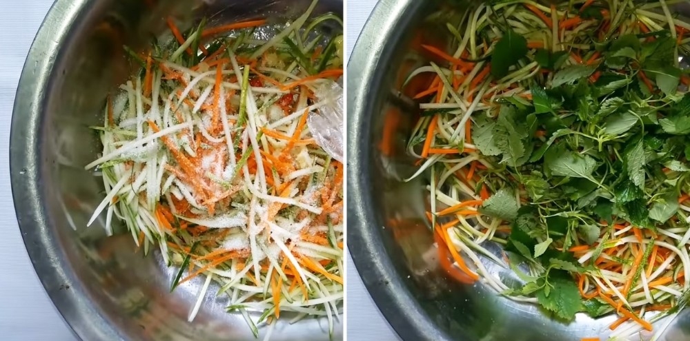 Trộn gỏi dưa leo cà rốt sợi