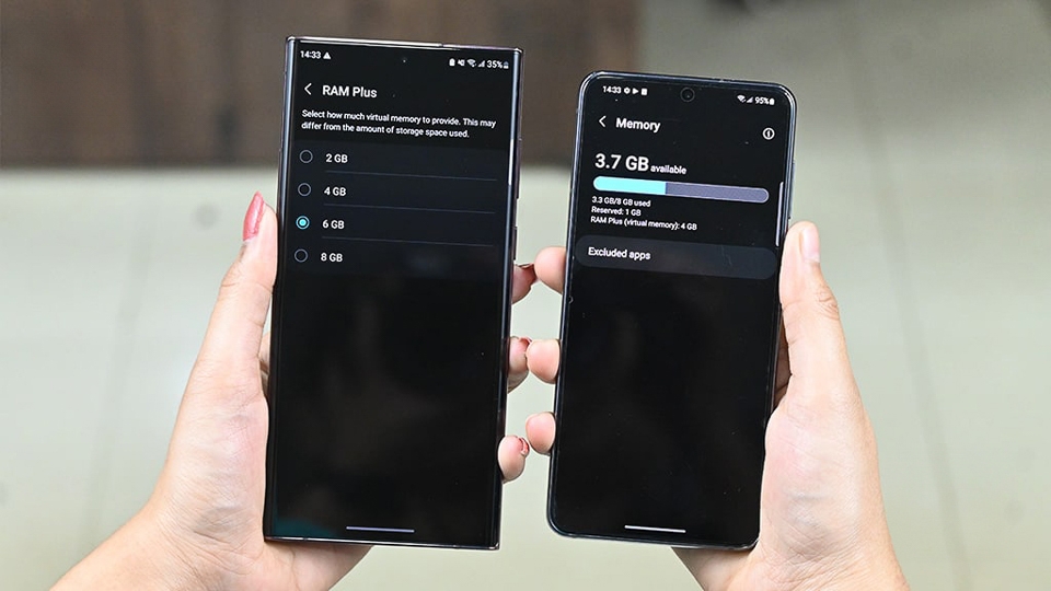 Các mức dung lượng RAM Plus có thể mở rộng