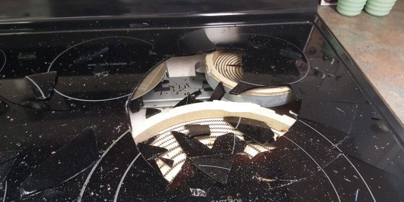 Mặt kính bếp từ bị va đập mạnh