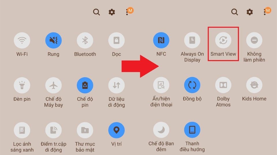 Ứng dụng Smart View có sẵn trên điện thoại Samsung