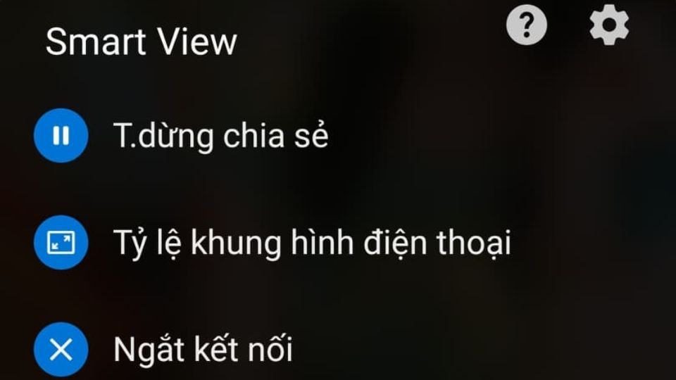 Ứng dụng Smart View cho phép bạn điều chỉnh tỉ lên phát khung hình trên màn hình tivi