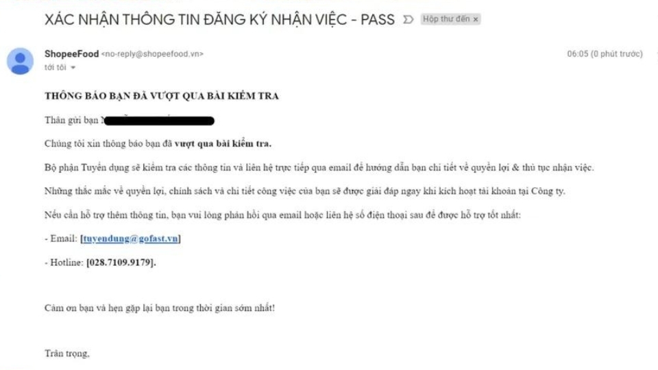 Bước 3. Nhận email xác nhận pass