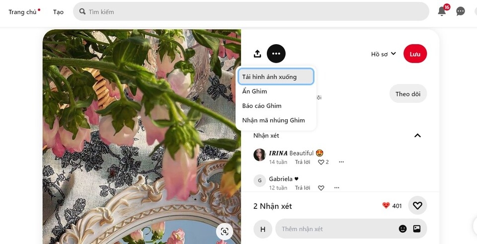 Nhấn chọn "Tải hình ảnh xuống"