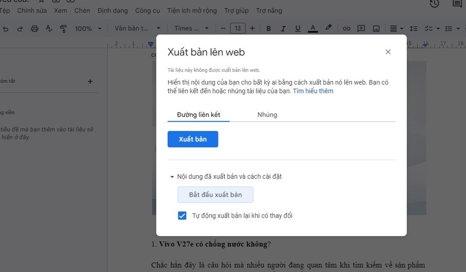 Nhấn chọn "Xuất bản"