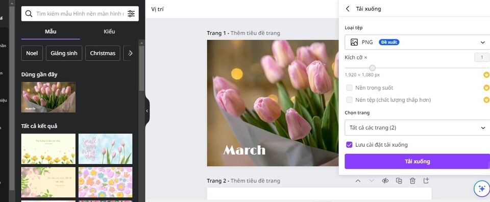 Lựa chọn loại tệp muốn tải xuống