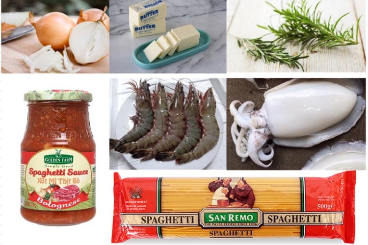 mì ý sốt bò bằm với gói sốt sẵn