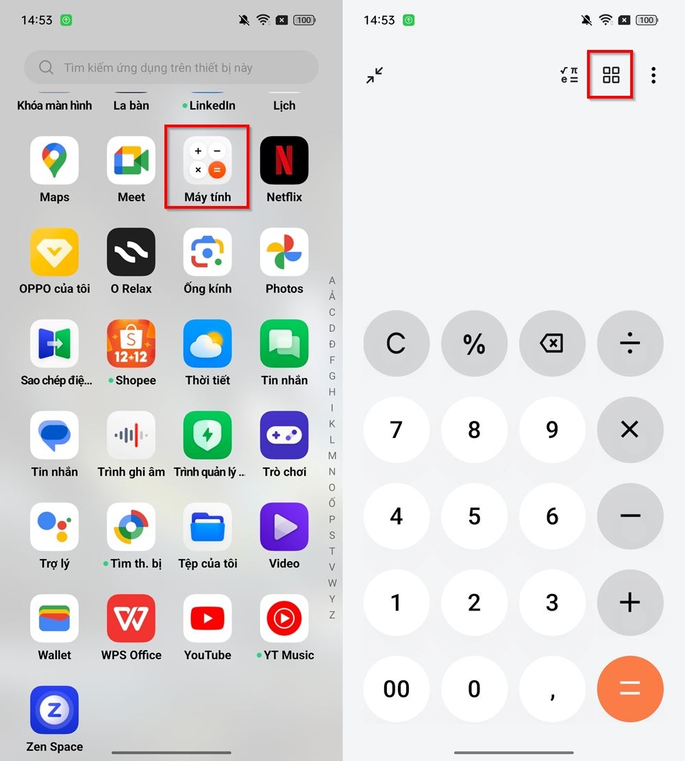 Cách chuyển đổi đơn vị trên điện thoại OPPO 1