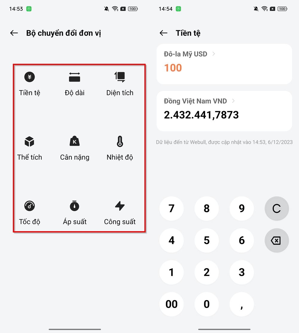 Cách chuyển đổi đơn vị trên điện thoại OPPO 2