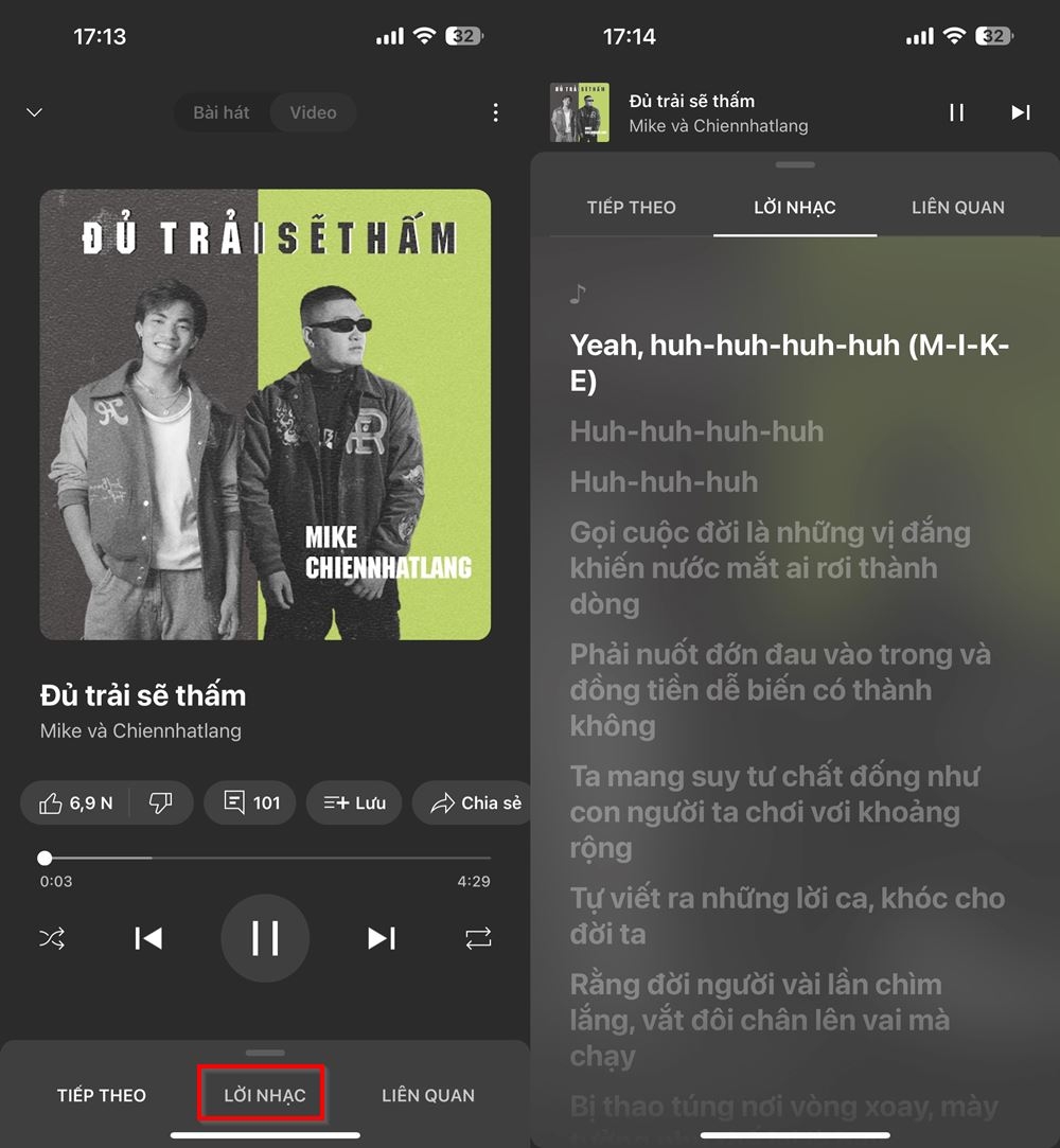 Cách xem lời bài hát trên YouTube Music 2