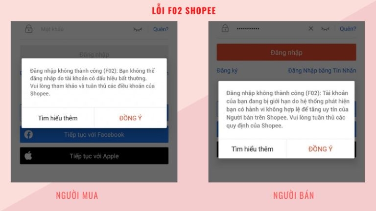 Lỗi F02 Shopee là gì 2