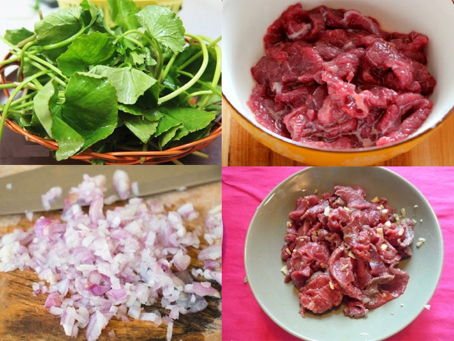 Nguyên liệu chính để nấu canh rau má thịt bò