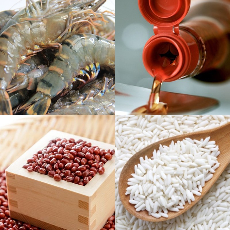 nguyên liệu làm cháo đậu đỏ tôm tươi