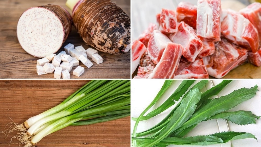 Nguyên liệu làm món canh khoai môn hầm xương