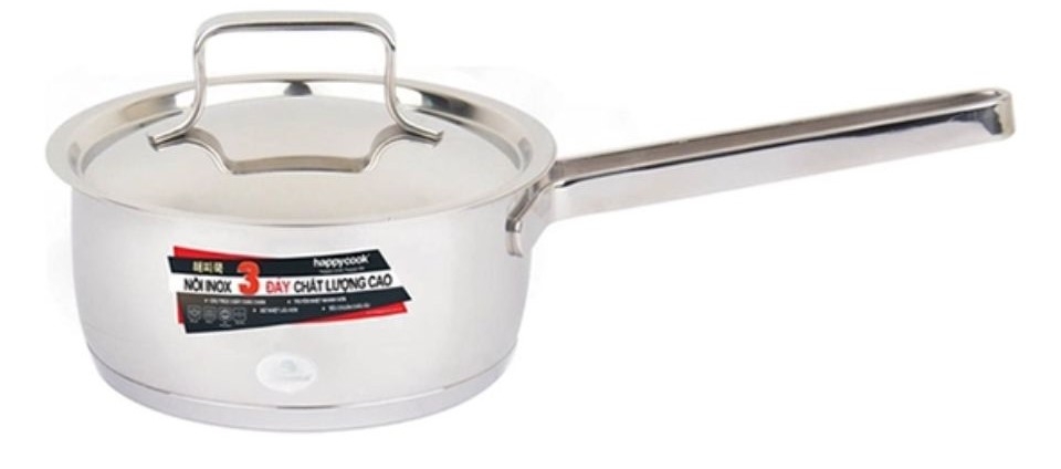 Nồi quánh inox 3 đáy nắp kính 16 cm Happycook Q16 MLGP
