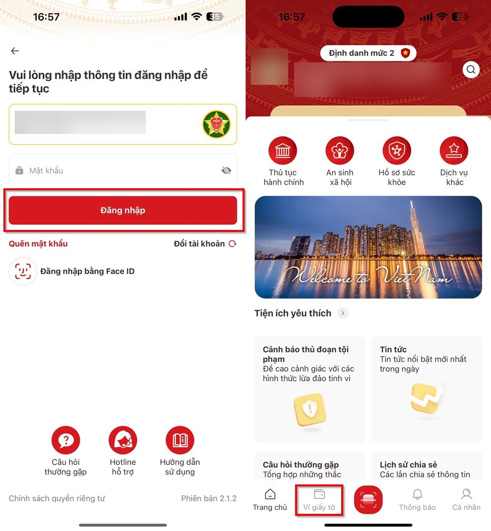 Cách xuất trình giấy tờ trên VNeID 1
