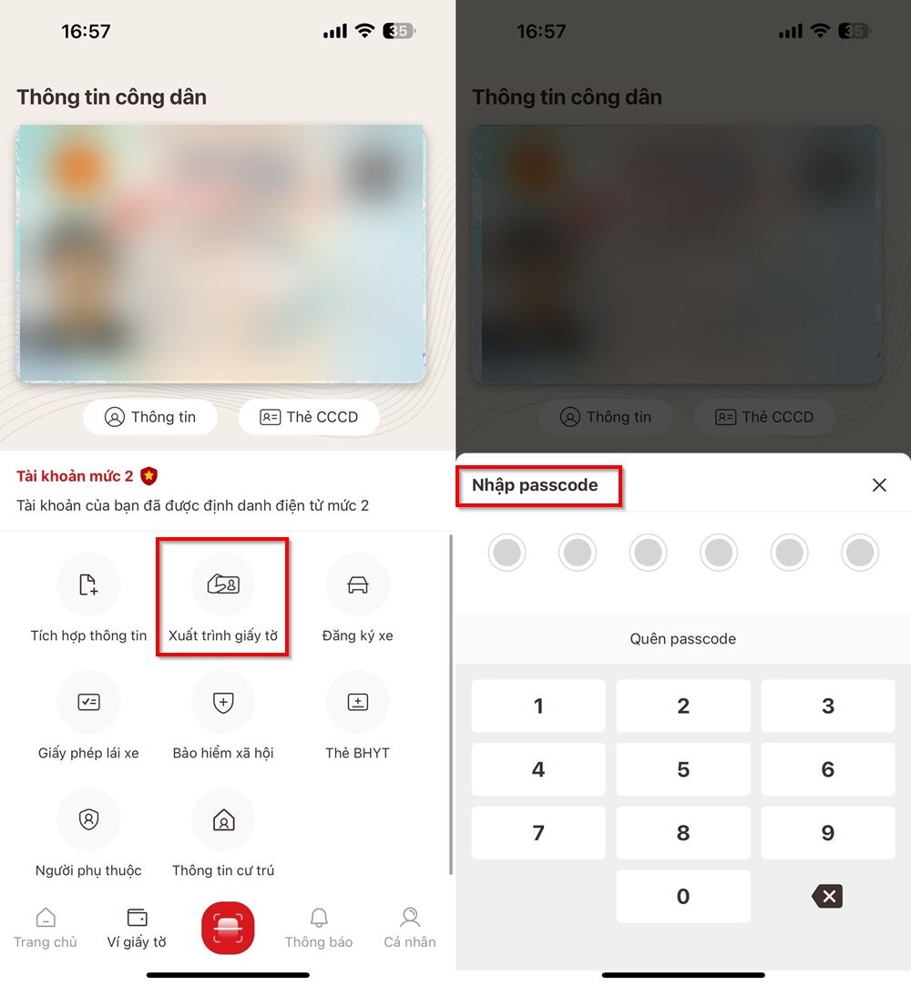 Cách xuất trình giấy tờ trên VNeID 2