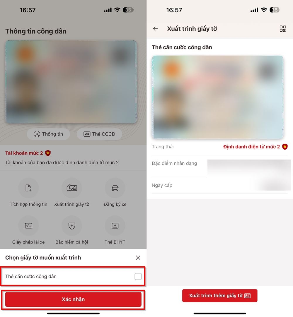 Cách xuất trình giấy tờ trên VNeID 3