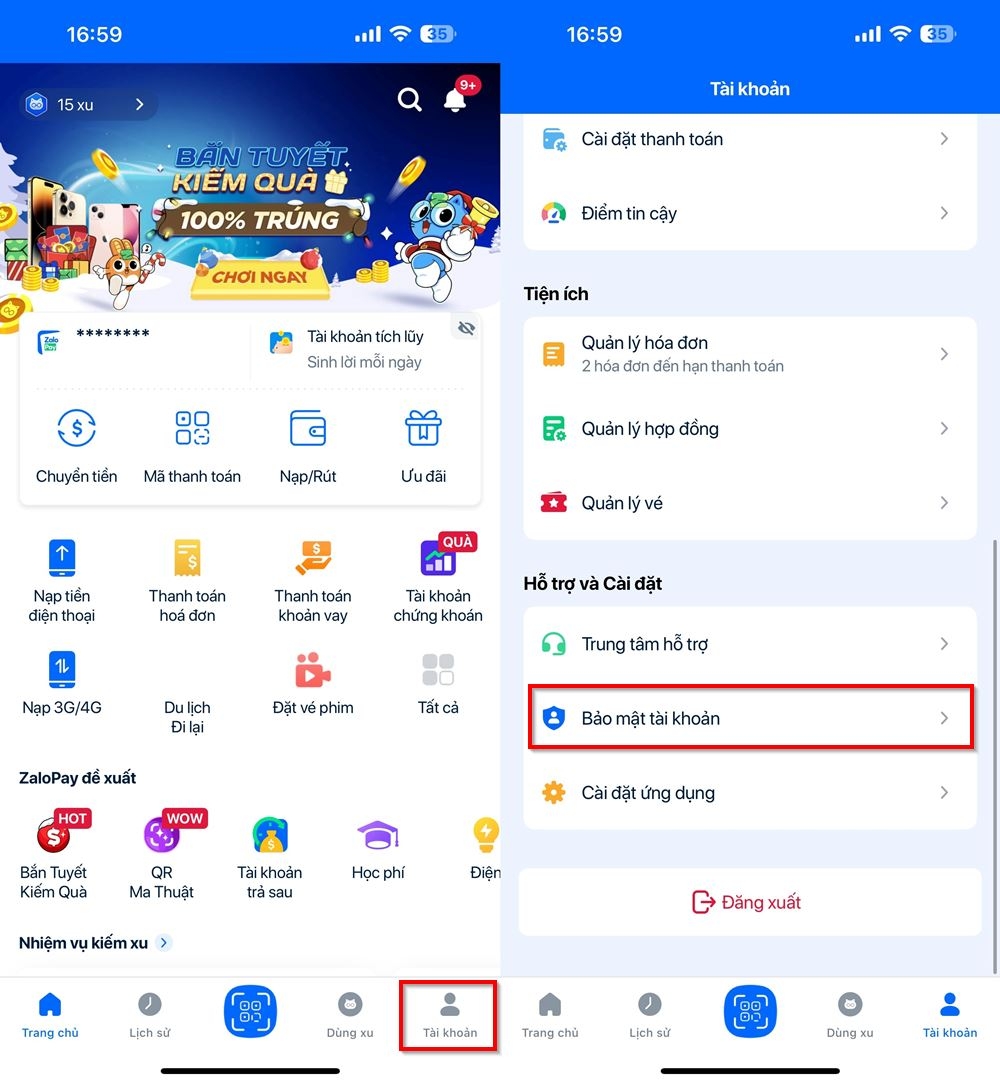 Cách chỉnh thời gian tự động khóa trên ZaloPay 1