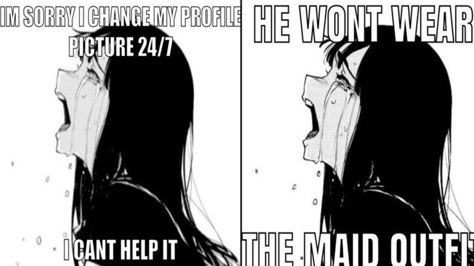 Anime meme girl khóc.