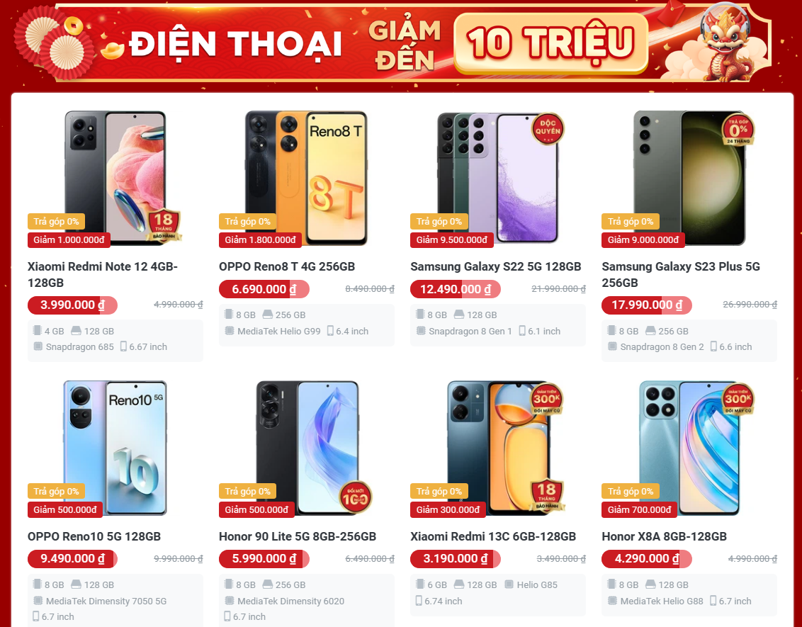 Những mẫu điện thoại Android giảm giá trong Tết 2024
