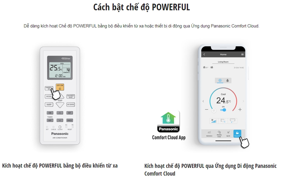 Làm lạnh nhanh Powerful trên máy lạnh Panasonic là gì? Powerful khác gì so với chế độ Cool? 4