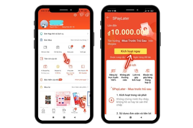 Kích hoạt SPayLater bên trên ứng dụng Shopee