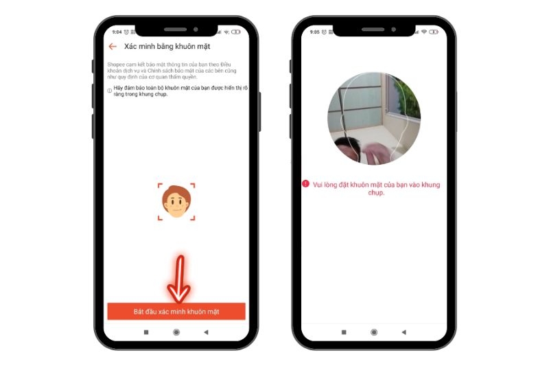 Yêu ước xác minh khuôn mặt của Shopee