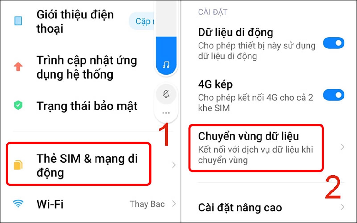 Cách chọn Chuyển vùng dữ liệu trên điện thoại Android