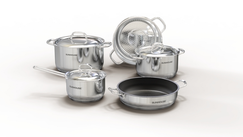 Bộ 4 nồi chảo inox 5 đáy Sunhouse SHG995