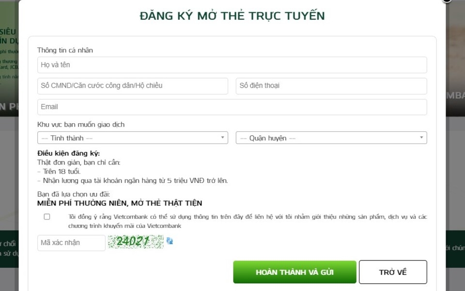 Điền đầy đủ thông tin theo yêu cầu của hệ thống