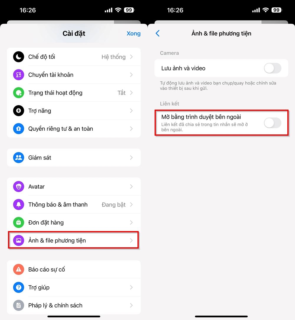 Cách mở liên kết trên Messenger bằng trình duyệt 2