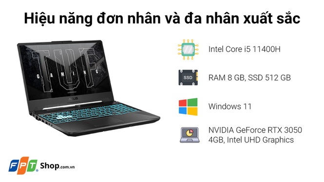 Hiệu năng của Laptop Asus TUF Gaming FX506HC-HN144W