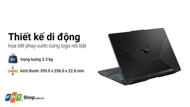 Thiết kế di động của Laptop Asus TUF Gaming FX506HC-HN144W