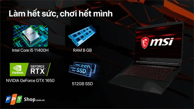 Hiệu năng của Laptop MSI Gaming GF63 Thin 11SC-664VN